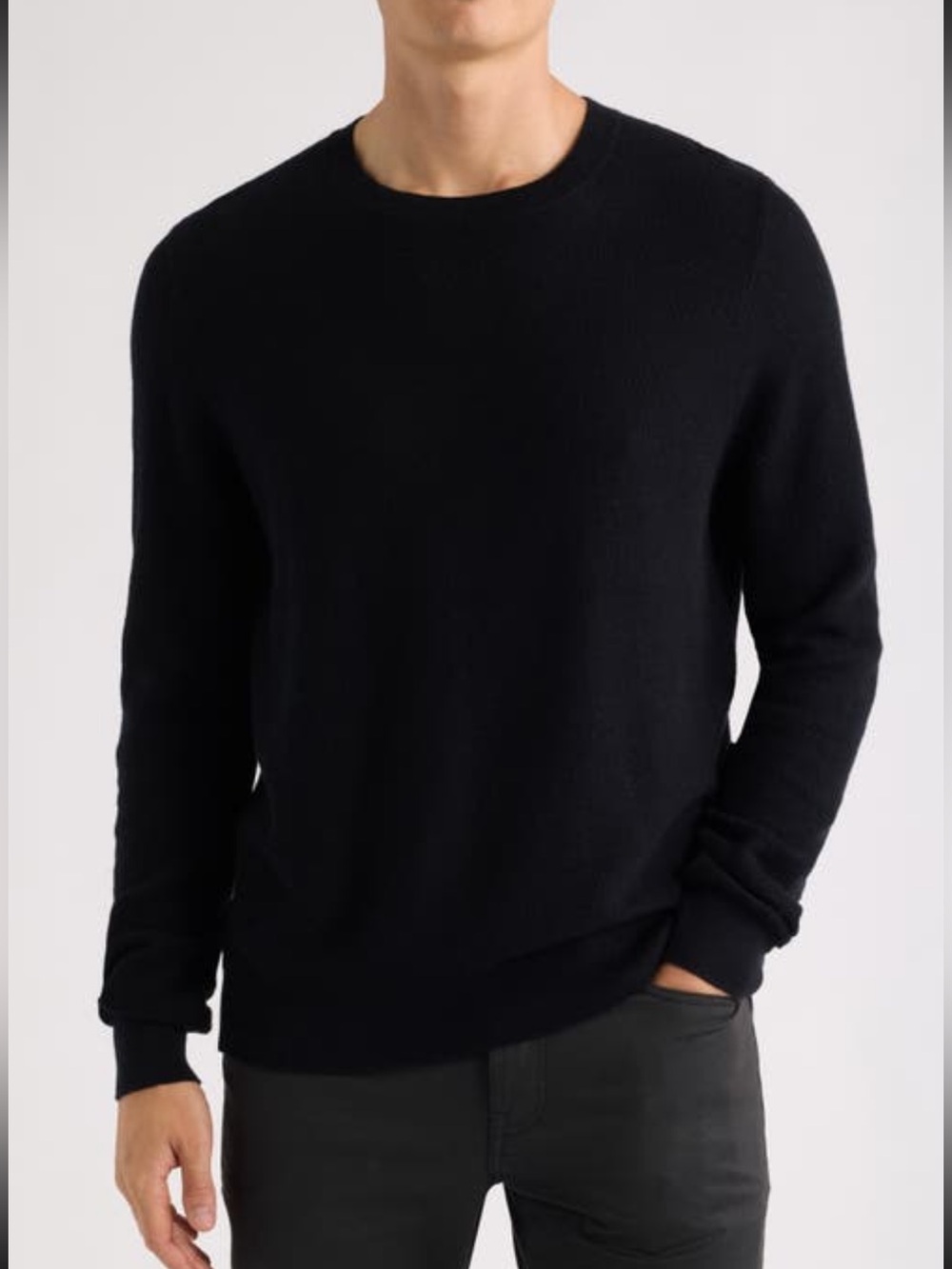 Nordstrom | Mens Black Cotton Cashmere Sweater Sz L